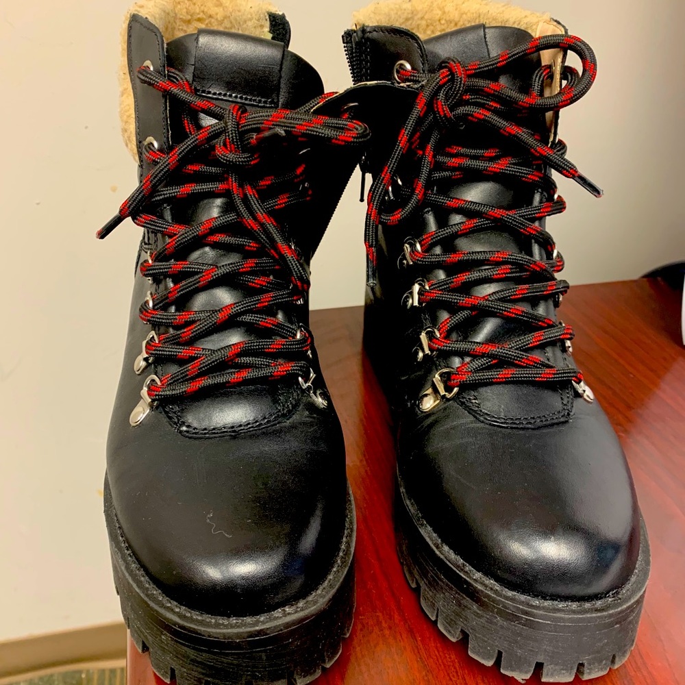 Steven Madden black construction stylist boots